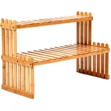 Blumenregal Aus Holz, Pflanzenständer, 2 Bambusregale, Verschiedene Größen (27 Cm, 37 Cm, 47 Cm, 57 Cm)