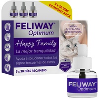 FELIWAY Optimum – Neue Pheromona-Generation – Lösung Aller Katzen-Stress-Zeichen – Kratzer, Ängste, Veränderungen, Markierung mit Urin und Konflikten zwischen Katzen, 3 Nachfüllpackungen à 48 ml