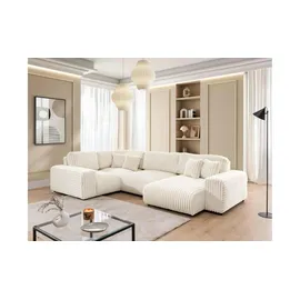 S-Style Wohnlandschaft Plüschcord XXL 3-Sitzer Beige