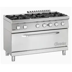 Bartscher Gasherd 6 Brenner Unterbau Gas-Backofen B 1200 T 700 H 850