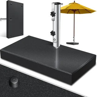 Kesser KESSER® Granit Sonnenschirmständer mit Edelstahlrohr, Hochwertiger Schirmständer Sockel 30KG - für Schirmstöcke bis 16-48 mm, Inkl. Transport Griff Garten Balkonschirmständer