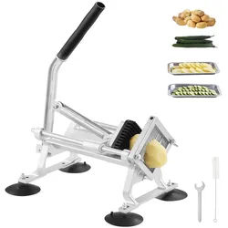 VEVOR Kommerzieller Gemüseschneider, 1/4 Zoll Obstschneider, Gemüseschneider aus Edelstahl & Aluminiumlegierung, Manueller Gemüseschneider, für Radieschen, Zwiebeln, Kartoffeln, Zitronen