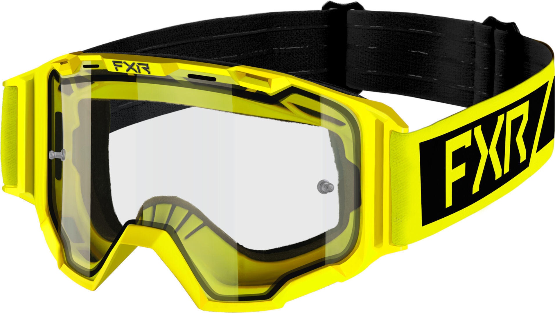 FXR Maverick Clear Jeugd Motorcross Bril, zwart-geel, Eén maat