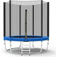 Trampolin ø 183/244/305/366cm Gartentrampolin mit Sicherheitsnetz, Trampolin mit Leiterkombination, UV-beständig wasserdichtes Outdoor-Trampolin für