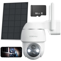 COOAU 2K Solar Überwachungskamera Außen Akku mit PTZ, IP Kamera Wlan Outdoor mit Farbnachtsicht , PIR Bewegungsmelder, 2-Wege-Audio, Arbeit mit A...
