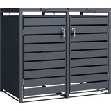 AXI Lucas Mülltonnenbox in Metall Anthrazit | Mülltonnenverkleidung mit Deckel für 2 Tonnen - 240 - 480L | Müllbox / Aufbewahrungsbox für Mül... - Grau