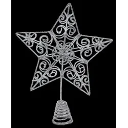 Baumspitze Drahtstern silber 17836 Glitter 20cm