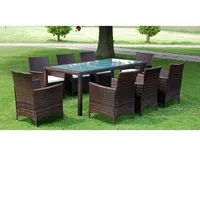 vidaXL 9-tlg. Garten-Essgruppe mit Auflagen Poly Rattan Braun