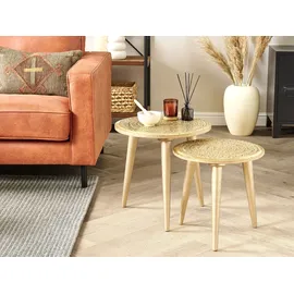 Beliani Beistelltisch NARRA Mango Holz Gold