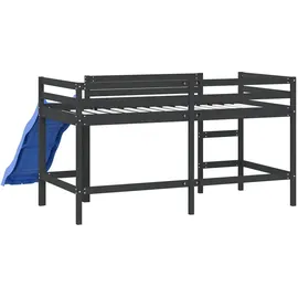 vidaXL Hochbett mit Rutsche 80 x 200 cm Kiefer massiv schwarz