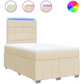 vidaXL Boxspringbett mit Matratze Creme 120x200 cm Stoff