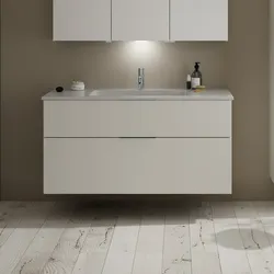 burgbad Eqio Waschtischkombination mit Mineralguss-Waschtisch, 122 cm, mit Griff G0146, Badmöbel,