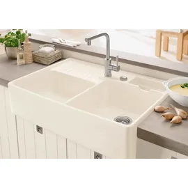 Villeroy & Boch Spülstein Doppelbecken weiß alpin + Excenterbetätigung