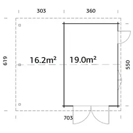 Palmako Garage Roger mit Holztor 653 x 550 cm Tauchgrundiert Hellbraun FSC®