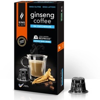 King Cup - 1 Packung mit 10 Zuckerfreier Ginseng Kapseln, 10 Kapseln 100% Kompatibel mit dem Nespresso-System von Ginseng Getränk, Glutenfrei und Laktosefrei