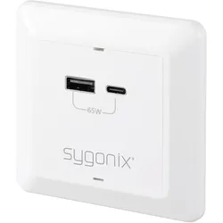 Sygonix SY-5251910 USB-Ladesteckdose Überspannungsschutz, mit USB-C®, mit USB-Ladeausgang Weiß
