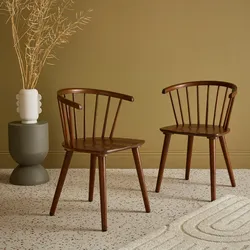 2er-Set Sprossenstühle aus Holz und Sperrholz Dunkles Holz - sweeek