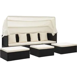 vidaXL Polyrattan Sonnenbett wasserabweisend schwarz