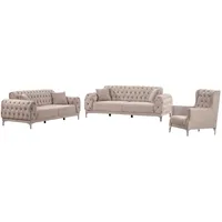 SESA Home & Living Polstergarnitur HALYS, (Set, 3+2+1), Bettfunktion, strapazierfähiger Mikrofaser Samtstoff, Aufbauservice beige