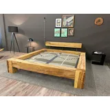 Möbel Specht Massivholzbett Tender Kernbuche (Balkenbett, Kernbuche sägerau), 20x20cm Balken