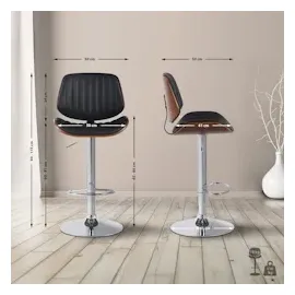 CLP 2er Set Barhocker Clawson Kunstleder walnuss/schwarz/chrom