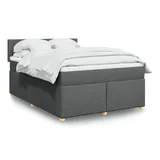 vidaXL Boxspringbett mit Matratze Dunkelgrau 160x200 cm Stoff