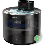 HAPUP Katzenbrunnen Kabellos Katzen Trinkbrunnen für Katze Katzentrinkbrunnen 3L mit Sensor 5000mAh Pumpenfreies Design Edelstahltablett 2 Mode Leise Wasserspender Katzen