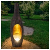 Solarleuchte Gartendeko für Außen Deko Design Solarleuchte Rattan-Optik goldfarben mit Glaskugel, Crackle braun, LED warmweiß, LxH 14,3x45,5 cm