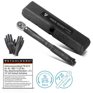 STAHLWERK Drehmomentschlüssel TW-25 ST 5-25 Nm 1/4“ Zoll Umschaltknarre