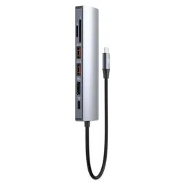 Manhattan 7-in-1 4K USB-C PD Dock 153966 laptop-dockingstation & portreplikator Kabelgebunden USB 3.2 Gen 2 (3.1 Gen 2) Type-C Silber