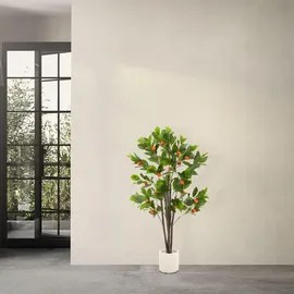 ML-Design Kunstpflanze Orangenbaum 130 cm, aus Kunststoff,