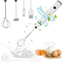 Elektrischer Handmixer, Edelstahl-Mixer, elektrischer Handmixer, Küchenmixer, Rührbesen, Küchenhilfe, Handmixer, kabelloser Handmixer zum Kochen (5 V)(Weiß)