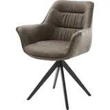 DeLife Polsterstuhl Kaira-Flex Kreuzgestell kantig Schwarz Mikrofaser Taupe Vintage