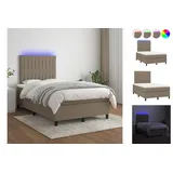 vidaXL Boxspringbett mit Matratze & LED Taupe 120x200 cm Stoff