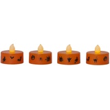 Star Trading LED Teelichter Halloween D:4cm mit Batterien orange 4er Set