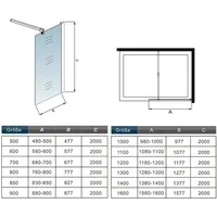 8mm Nano+ESG walk in Duschtrennwand Duschwand 80X200cm mit einstellbar Stabilisator N:140cm