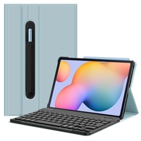 Fintie Französische AZERTY-Tastatur für Samsung Galaxy Tab S6 Lite 2022/2020 10,4 Zoll Tablet - Multipositionshülle, dünne und leichte Abdeckung, Eisblau