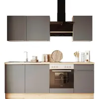 Respekta Küchenzeile »Safado aus der Serie Marleen«, Breite 220 cm, hochwertige Ausstattung wie Soft Close Funktion, grau