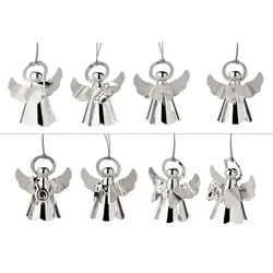 EDZARD 8er Set Baumschmuck Anhänger Engel mit verschiedenen Instrumenten, edel versilbert, Höhe 6 cm