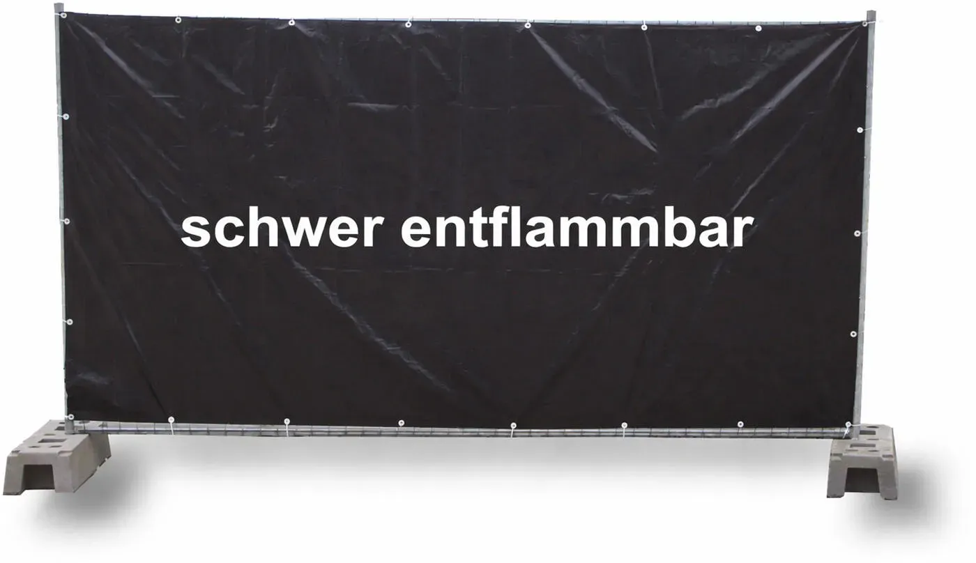 Bauzaunplane B1 schwer entflammbar 1,76 x 3,41 m schwarz