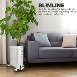 Clatronic Clatronic® Ölradiator | Effiziente Mobile Heizung | elektrische Heizung mit 9 Rippen | Radiator mit 3 Leistungsstufen | Slimline Heizkörper | bi... | Weiß