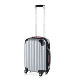 monzana MONZANA® Koffer Baseline Handgepäck ABS Hard Case Gehäuse gummierte Rollen Teleskopgriff Zahlenschloss Reisekoffer Hartschalenkoffer Trolley Silber