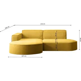 Kaiser Möbel Ecksofa Designer MODENA STUDIO stoff Dicker cord Poso Gelb Links