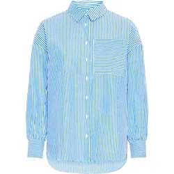 Langarmbluse FRANSA "Langarmbluse FRPoppa", Damen, Gr. XS, azure blau mix, Web, Obermaterial: 60% Baumwolle CO. 40% Polyester PES., casual, normal, Blusen