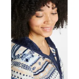 bonprix Kapuzen-Fleecejacke mit Norweger-Muster Beige XXL