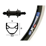 Bikeparts Bike-Parts Laufrad Hinterrad 26x1.75 Zoll Schraubkranz 6-7 fach schwarz 36-Loch Ryde X-Plorer schwarz silber Nirosta-Speichen schwarz