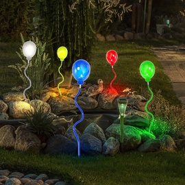 ETC Shop 9x LED Solarleuchten, 5x Luftballons bunt, 4x Stäbe, klar