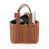 1 Kaffeefarbener Korb Aus Pp-kunststoff, Handgefertigte Weidentasche, Einkaufstasche Aus Rattan, Geflochtener Picknickkorb