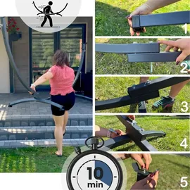 Potenza Hängematte mit Gestell I Stabiler Rahmen 200kg - 250cm Balkon I Hängematte 200x120cm I Indoor Outdoor Garten Pool Terrasse Stahl - Blau/Grün/Grau