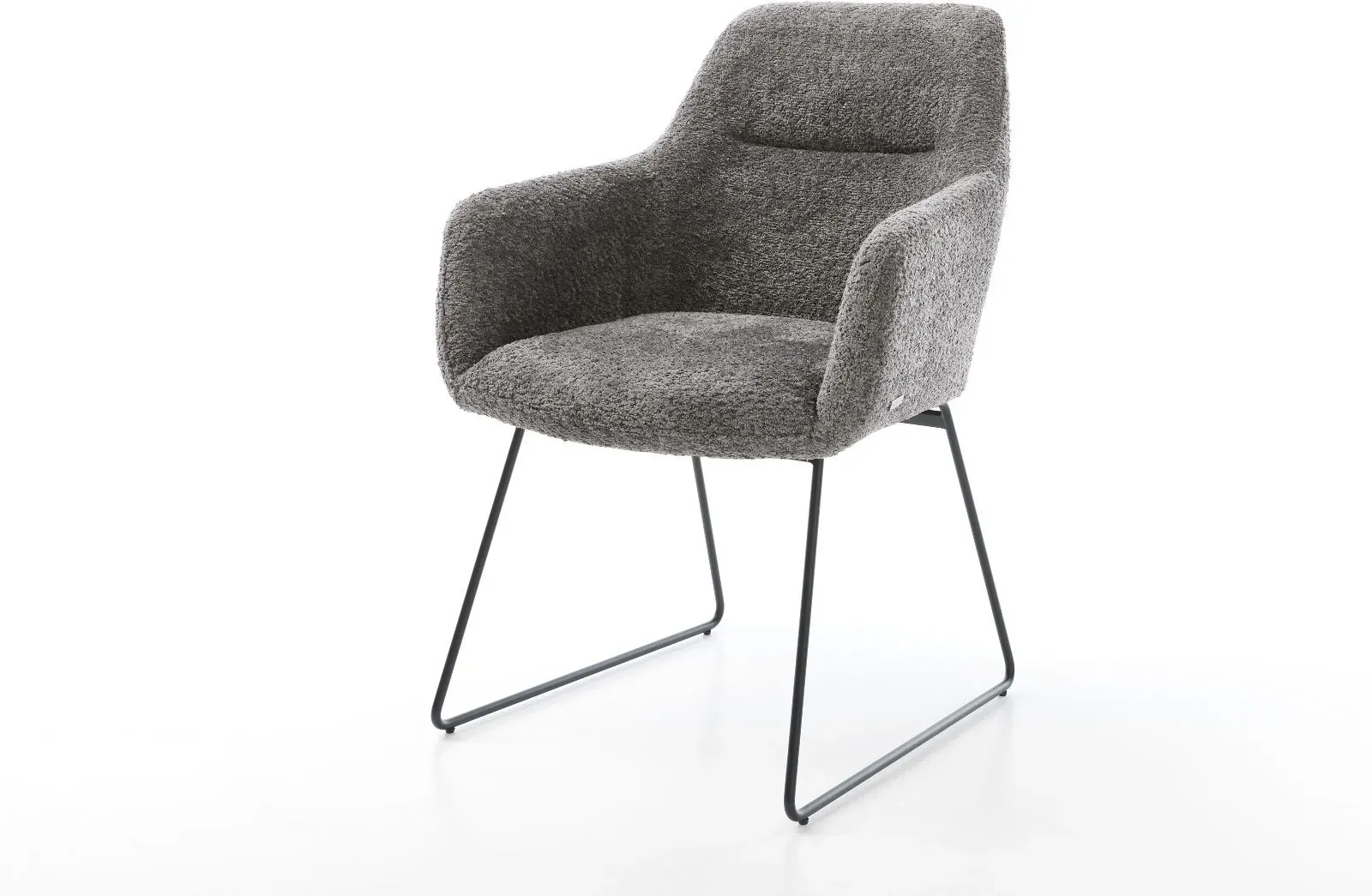 DELIFE Chaise-de-salle-à-manger Pejo-Flex bouclé gris pied trapèze noir, Chaises de salle à manger